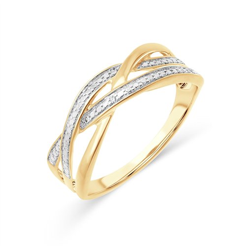 Bague trilogie diamant en or 9 carats