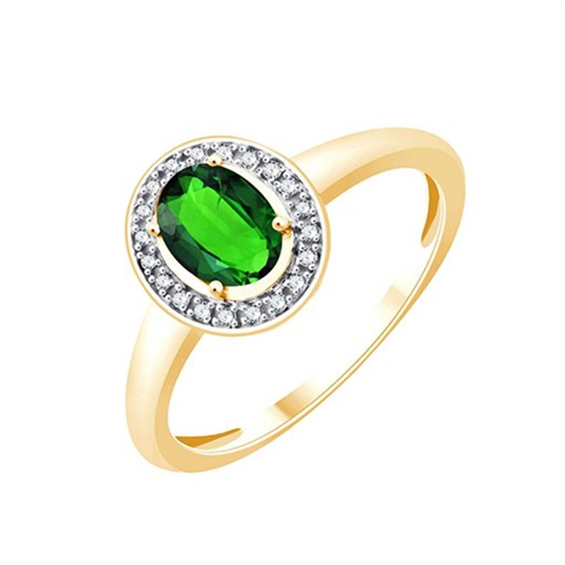 Bague émeraude et diamant en or 9 carats