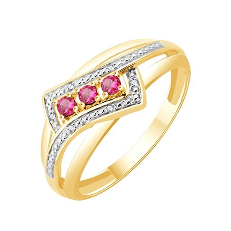 Bague rubis et diamant en or 9 carats
