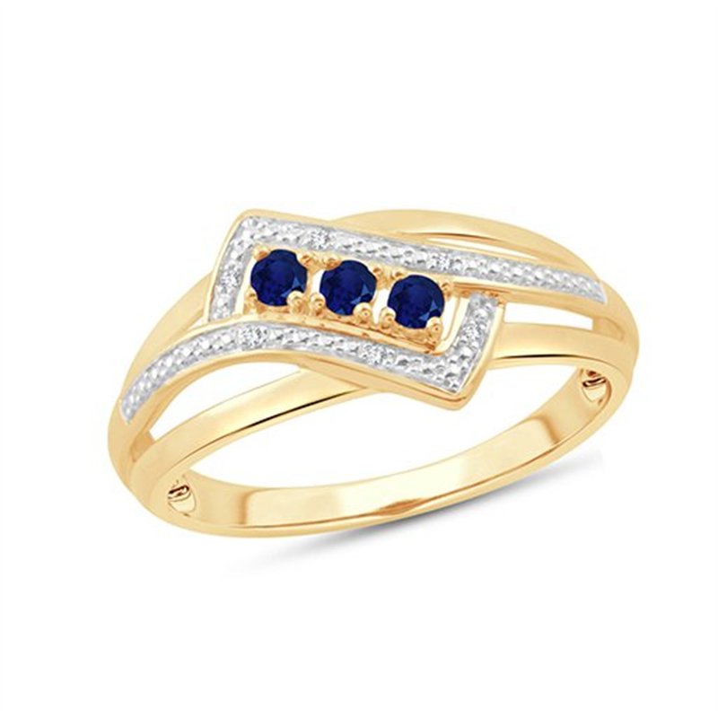 Bague saphir et diamant en or 9 carats