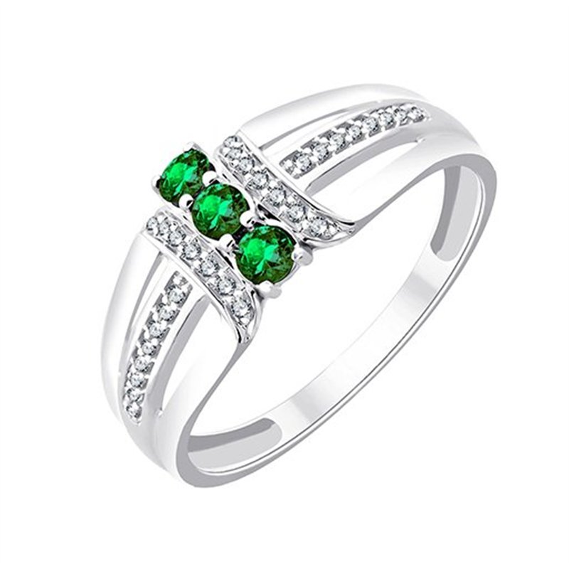 Bague émeraude et diamant en or 9 carats