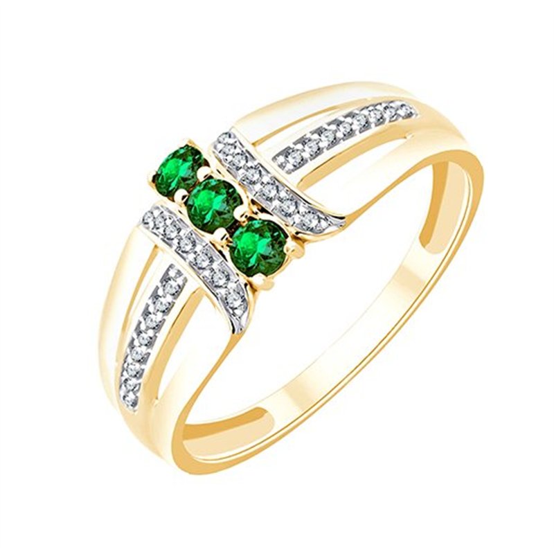 Bague émeraude et diamant en or 9 carats