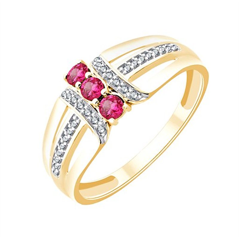 Bague rubis et diamant en or 9 carats