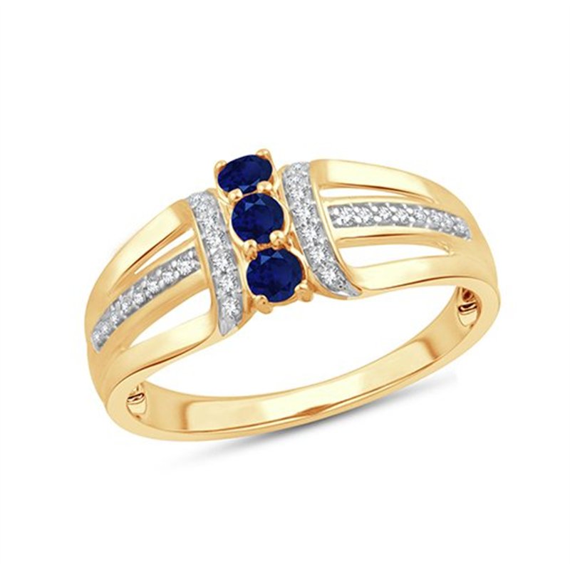 Bague saphir et diamant en or 9 carats