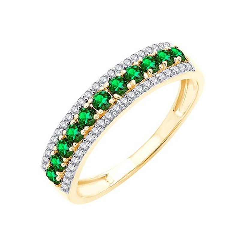 Bague émeraude et diamant en or 9 carats