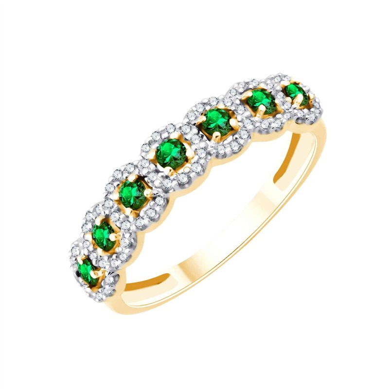 Bague émeraude et diamant en or 9 carats