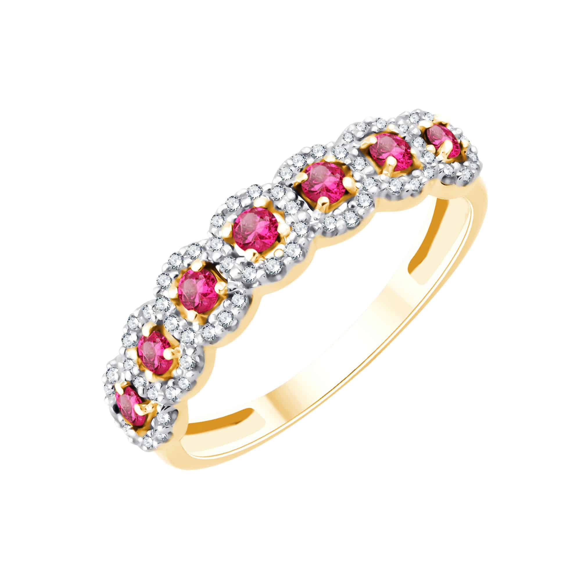 Bague rubis et diamant en or 9 carats