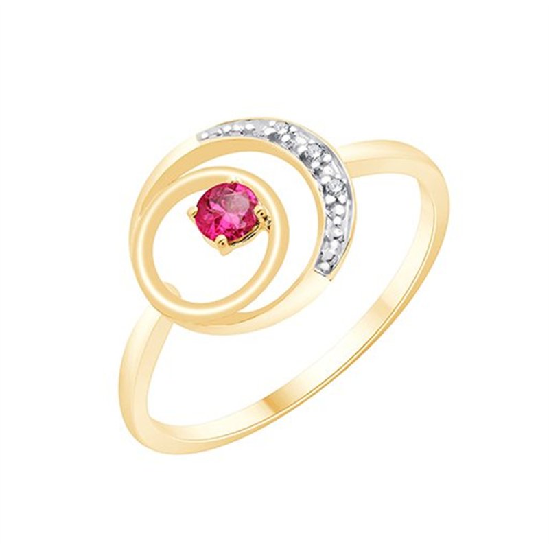 Bague rubis et diamant en or 9 carats