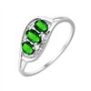 Bague trilogie émeraude et diamant en or 9 carats