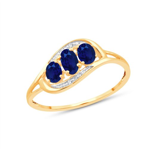 Bague saphir et diamant en or 9 carats