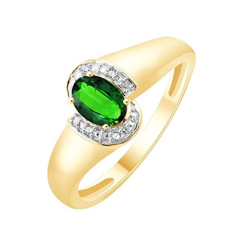 Bague émeraude et diamant en or 9 carats
