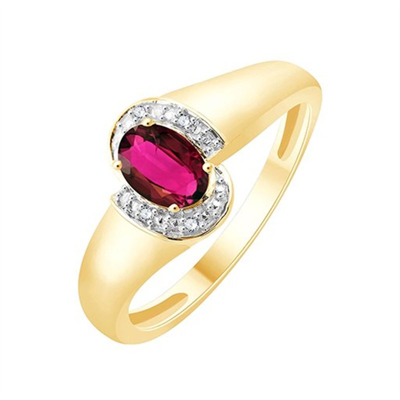 Bague rubis et diamant en or 9 carats