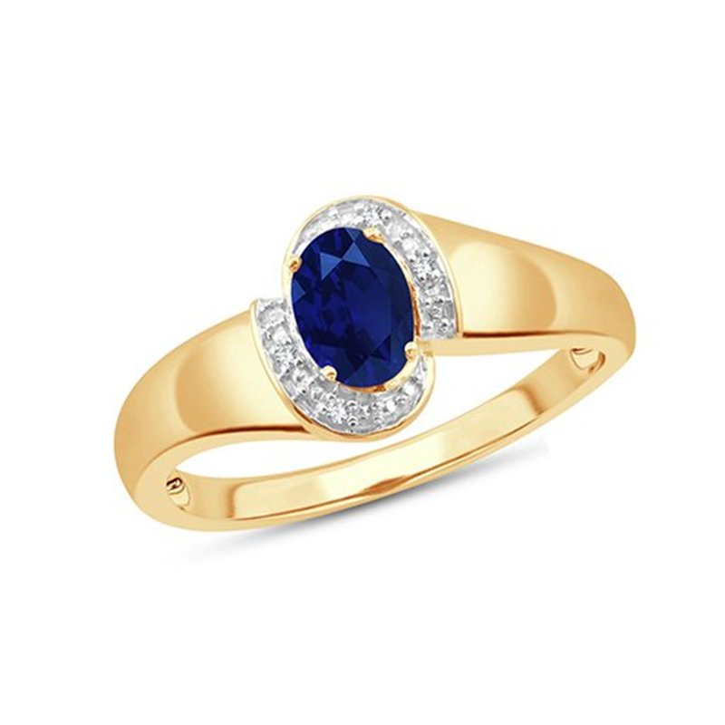 Bague saphir et diamant en or 9 carats
