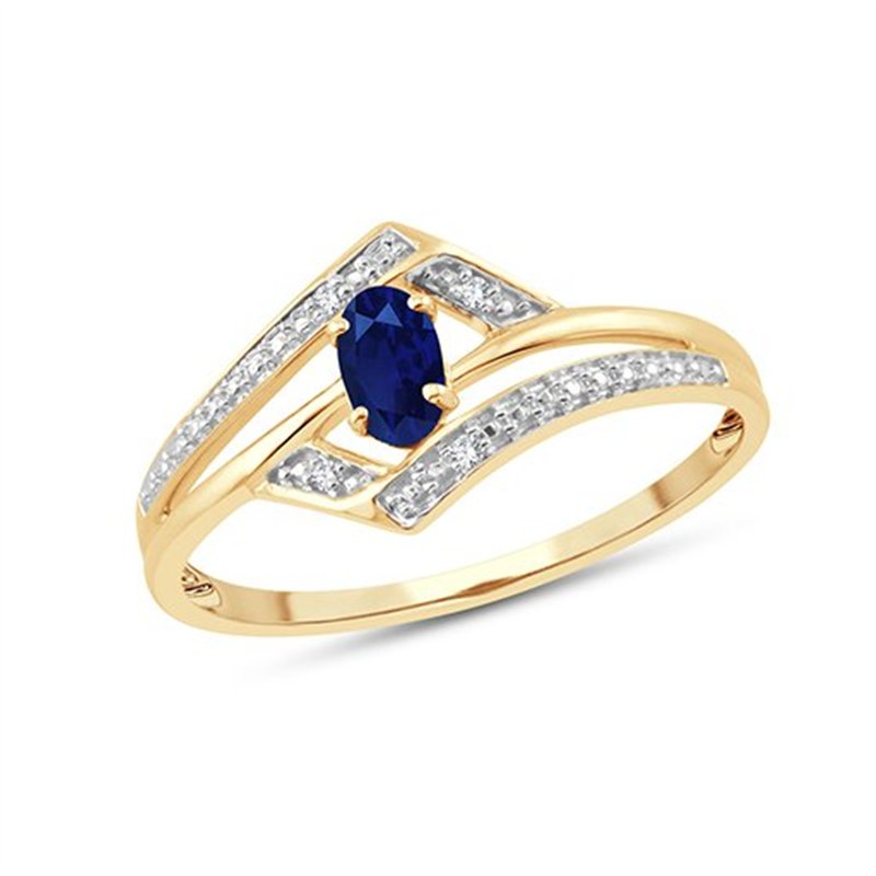 Bague saphir et diamant en or 9 carats