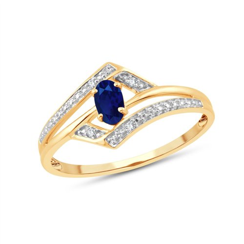 Bague saphir et diamant en or 9 carats