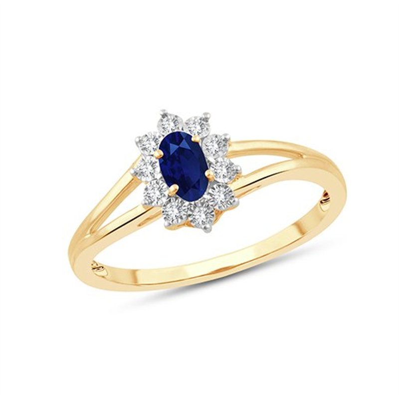 Bague toi et moi saphir et diamant en or 9 carats
