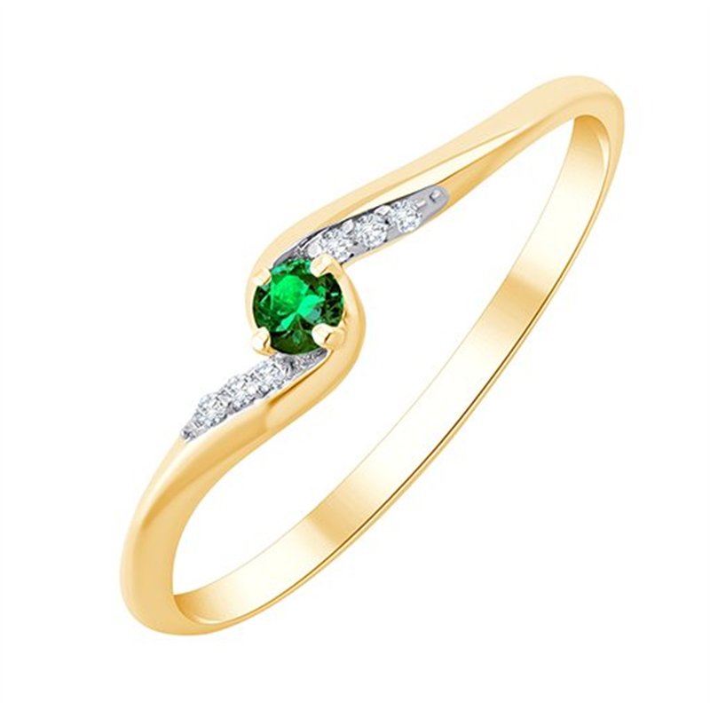 Bague émeraude et diamant en or 9 carats