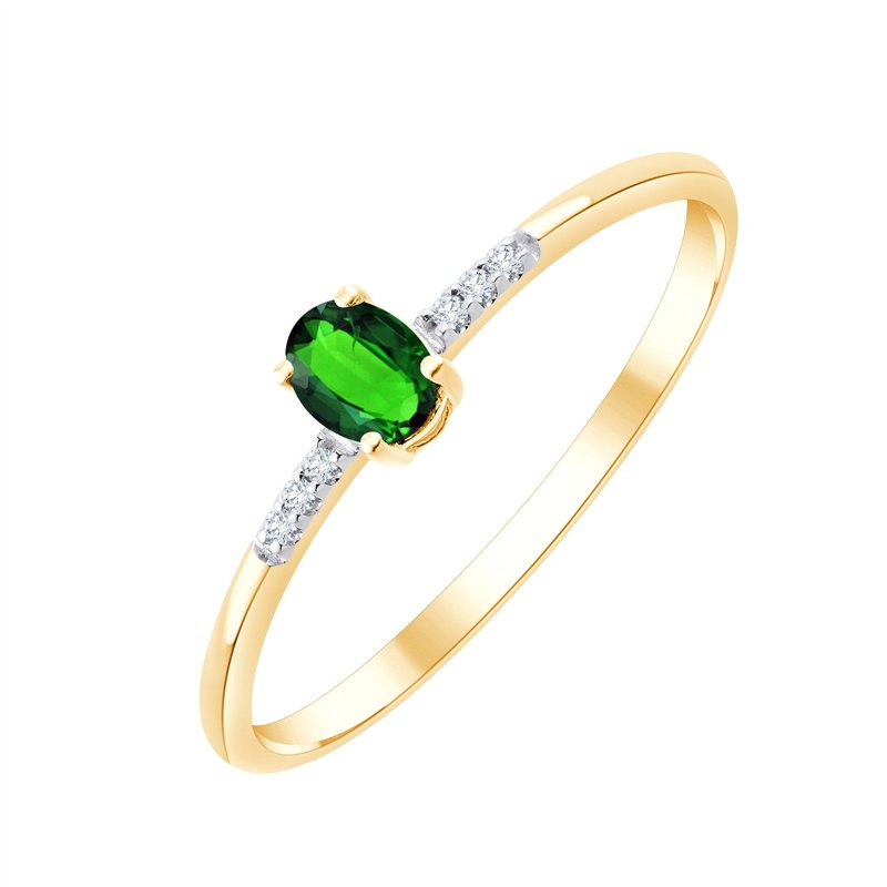 Bague émeraude et diamant en or 9 carats