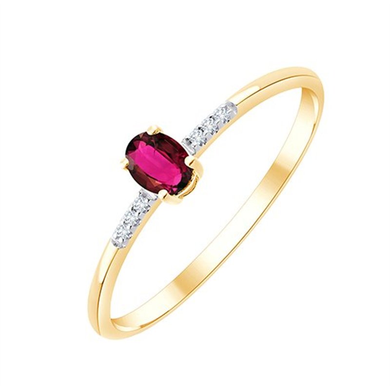 Bague rubis et diamant en or 9 carats