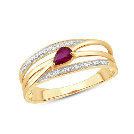 Bague toi et moi rubis et diamant en or 9 carats