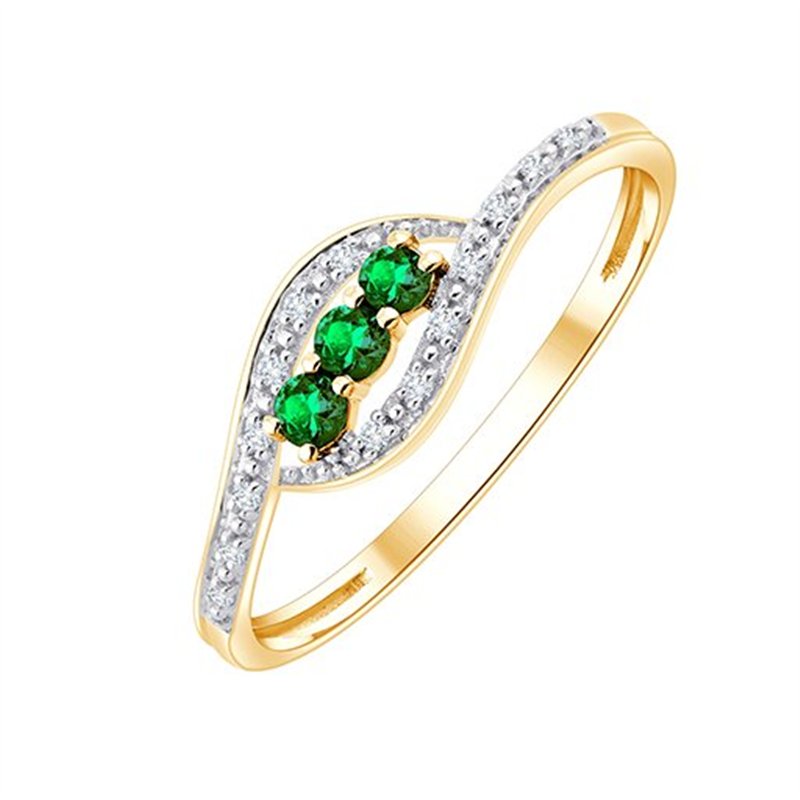 Bague émeraude et diamant en or 9 carats