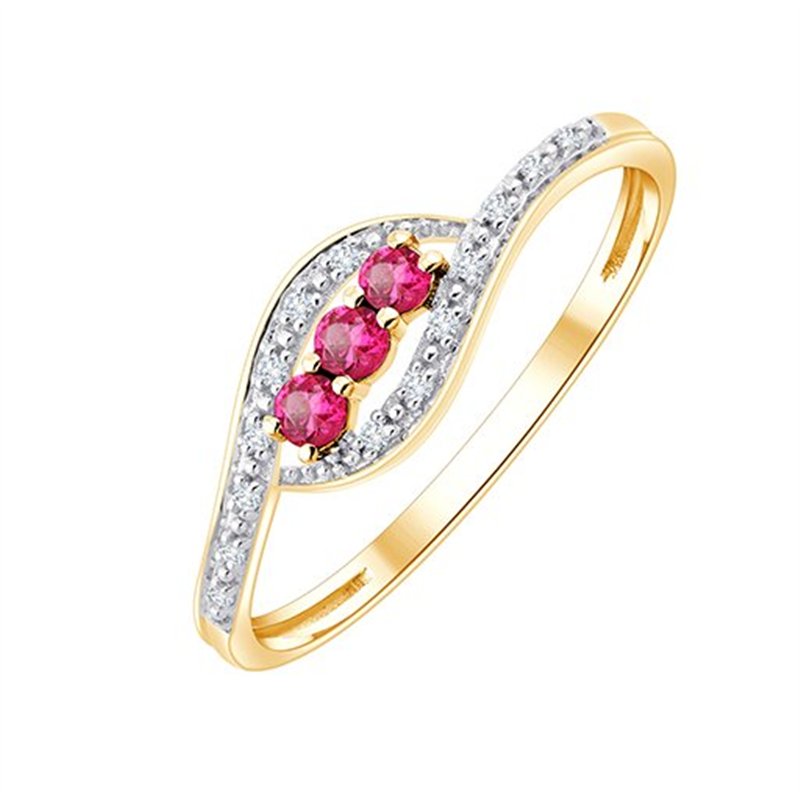 Bague rubis et diamant en or 9 carats