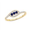 Bague trilogie saphir et diamant en or 9 carats
