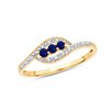 Bague trilogie saphir et diamant en or 9 carats