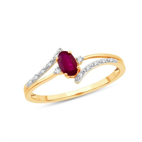 Bague toi et moi rubis et diamant en or 9 carats