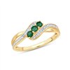 Bague toi et moi émeraude et diamant en or 9 carats