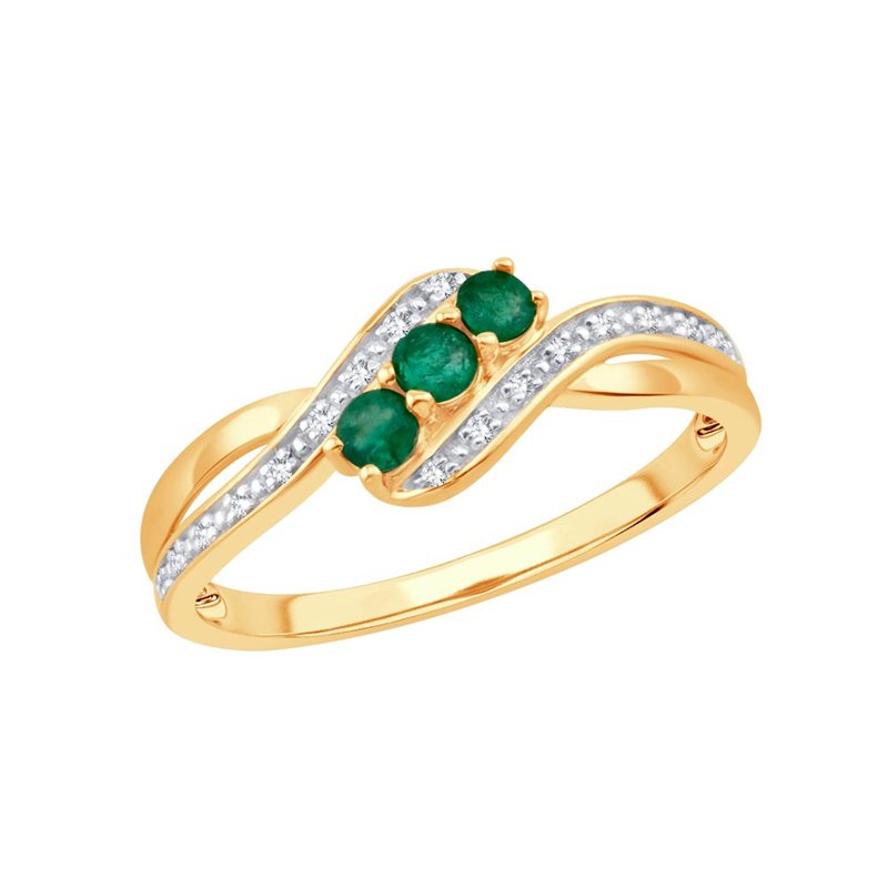 Bague toi et moi émeraude et diamant en or 9 carats