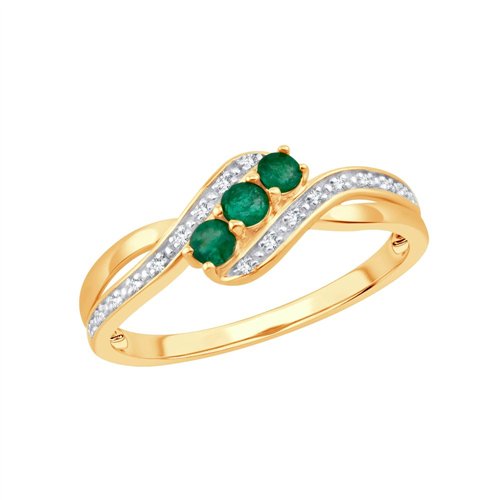Bague toi et moi émeraude et diamant en or 9 carats