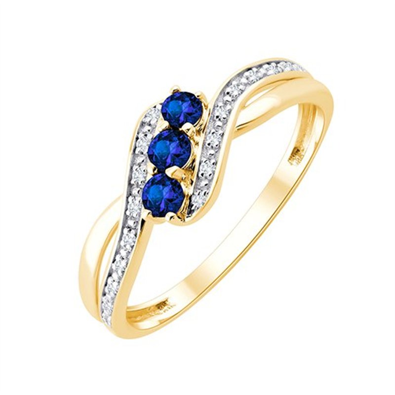 Bague saphir et diamant en or 9 carats