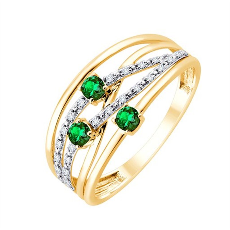 Bague émeraude et diamant en or 9 carats