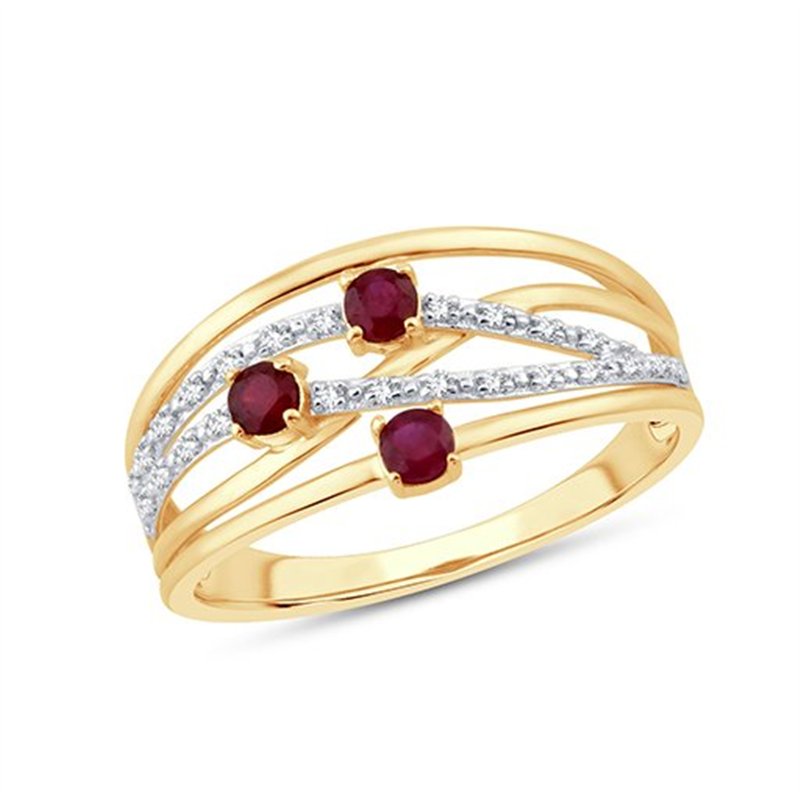 Bague toi et moi rubis et diamant en or 9 carats