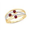Bague toi et moi rubis et diamant en or 9 carats