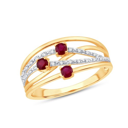 Bague toi et moi rubis et diamant en or 9 carats