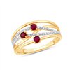 Bague toi et moi rubis et diamant en or 9 carats