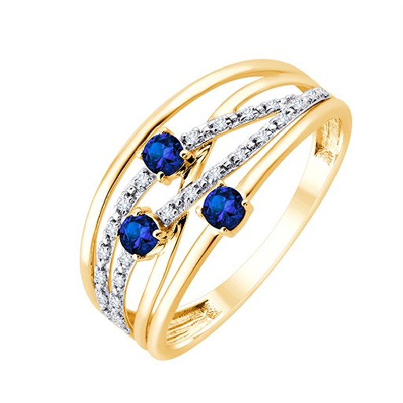 Bague saphir et diamant en or 9 carats