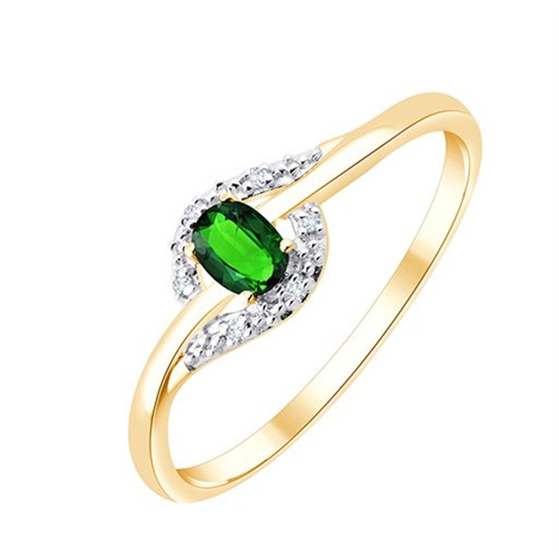 Bague émeraude et diamant en or 9 carats