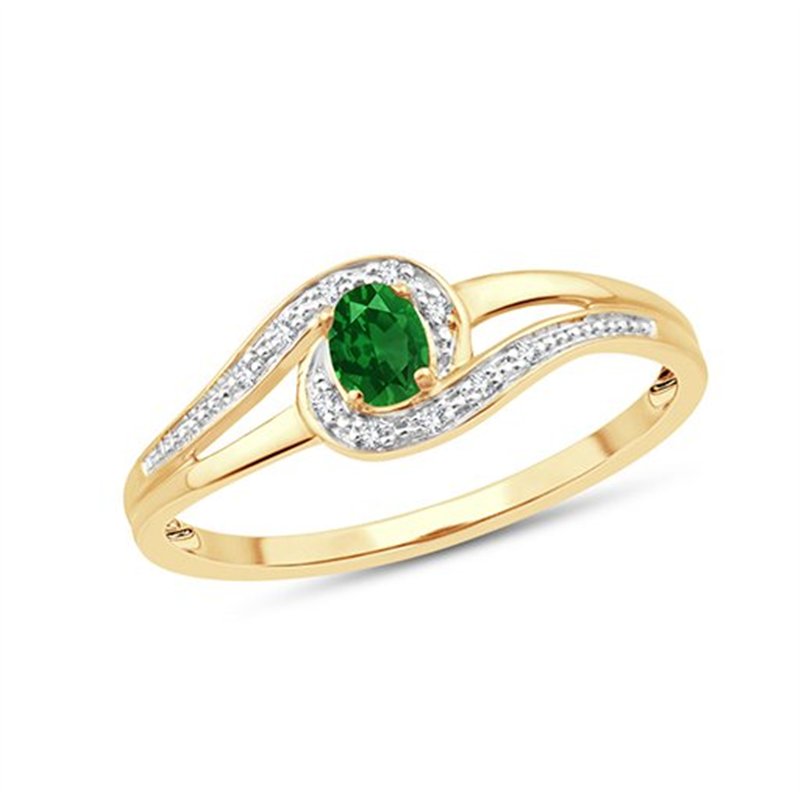 Bague toi et moi émeraude et diamant en or 9 carats