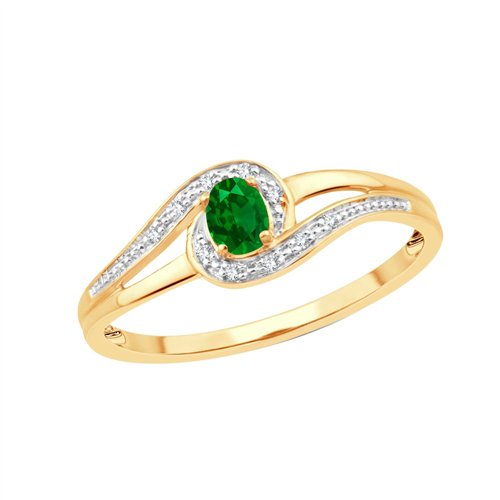 Bague toi et moi émeraude et diamant en or 9 carats