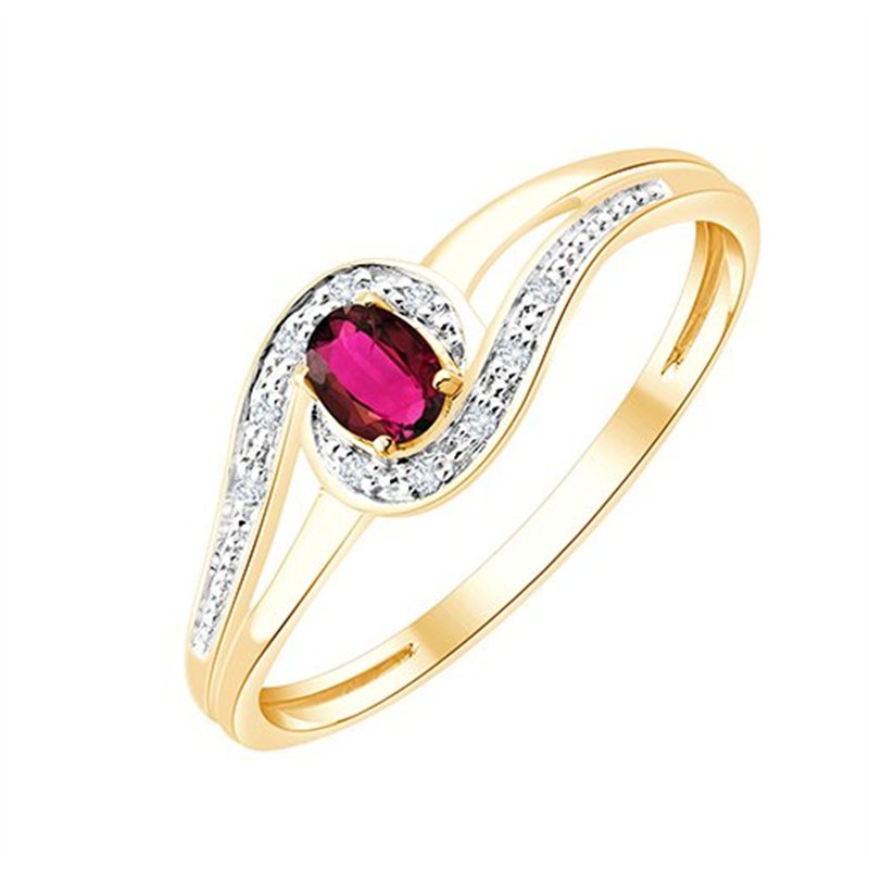 Bague rubis et diamant en or 9 carats