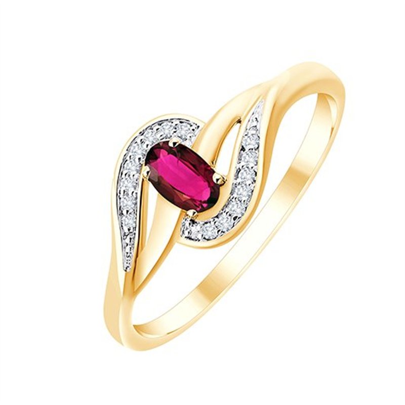 Bague rubis et diamant en or 9 carats