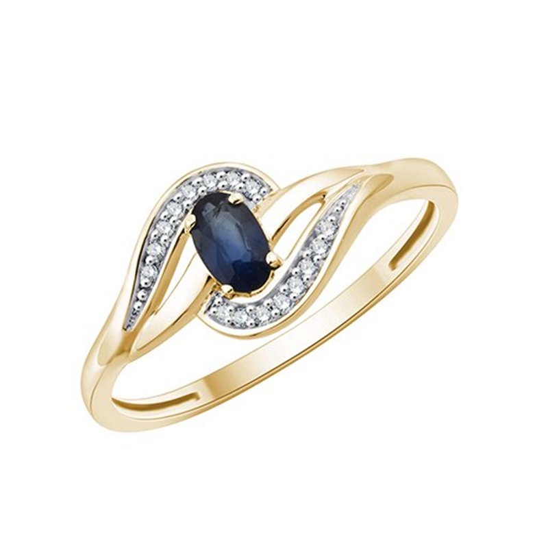 Bague saphir et diamant en or 9 carats