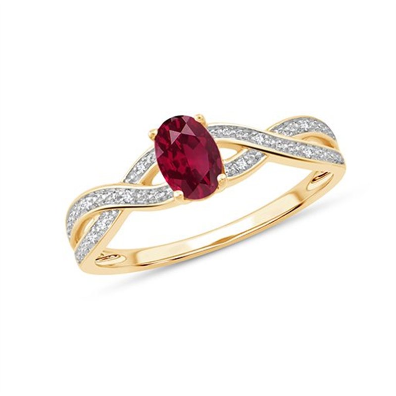 Bague toi et moi rubis et diamant en or 9 carats