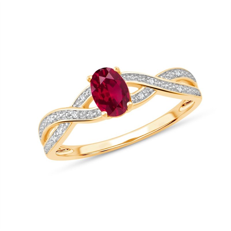 Bague toi et moi rubis et diamant en or 9 carats