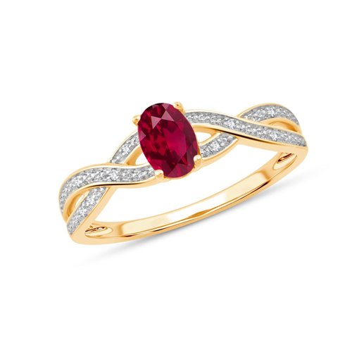 Bague toi et moi rubis et diamant en or 9 carats