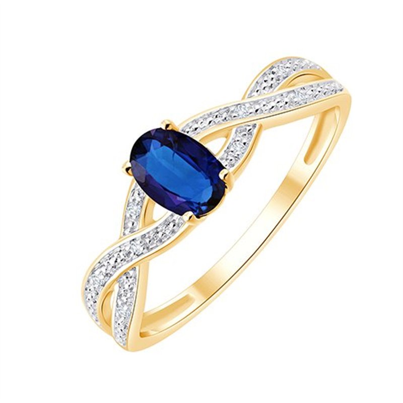 Bague saphir et diamant en or 9 carats