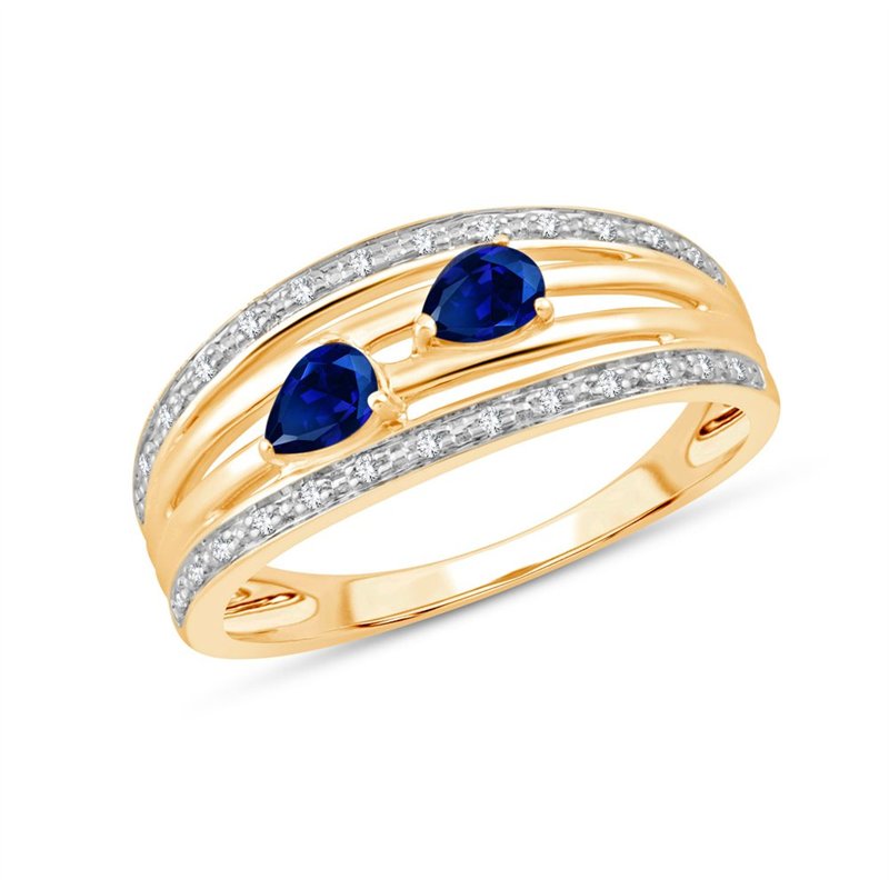 Bague toi et moi saphir et diamant en or 9 carats